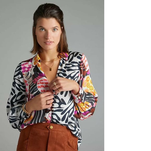 Anthropologie Let Me Be Floral Cut-Out Buttondown - Picture 5 of 8